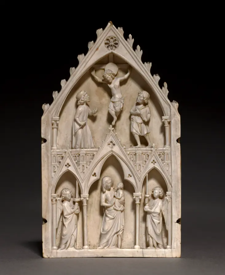Plaque: The Crucifixion and Virgin and Child with Angels