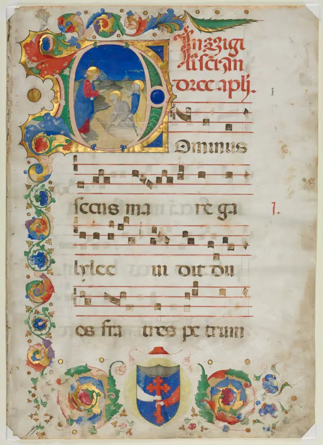 Bifolium Excised from an Antiphonary: Initial D[ominus Iesus] with the Calling of Peter and Andrew