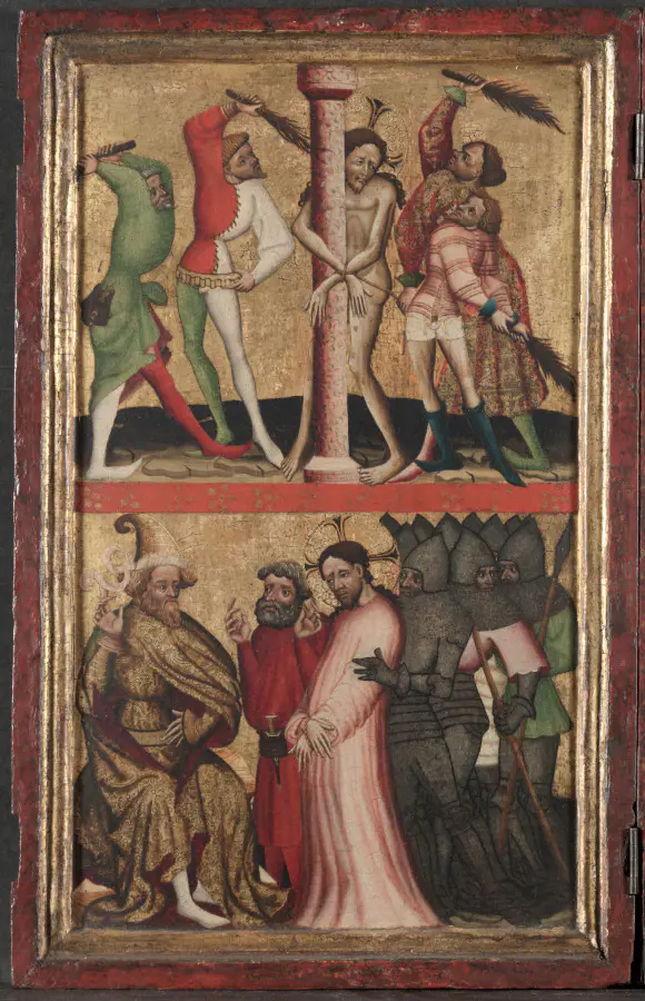 Diptych with the Passion of Christ (left wing):Flagellation and Christ Before Pilate