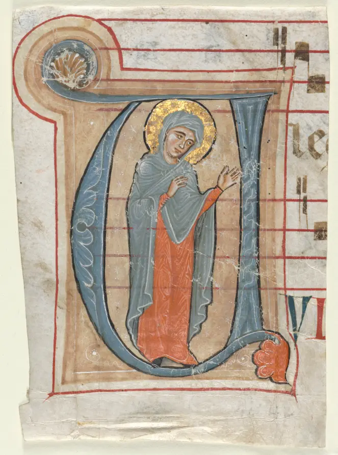 Fragment from a Gradual with Historiated Initial (V): The Virgin Mary