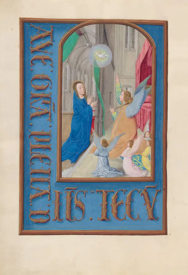 Hours of Queen Isabella the Catholic, Queen of Spain: Fol. 97v, Annunciation
