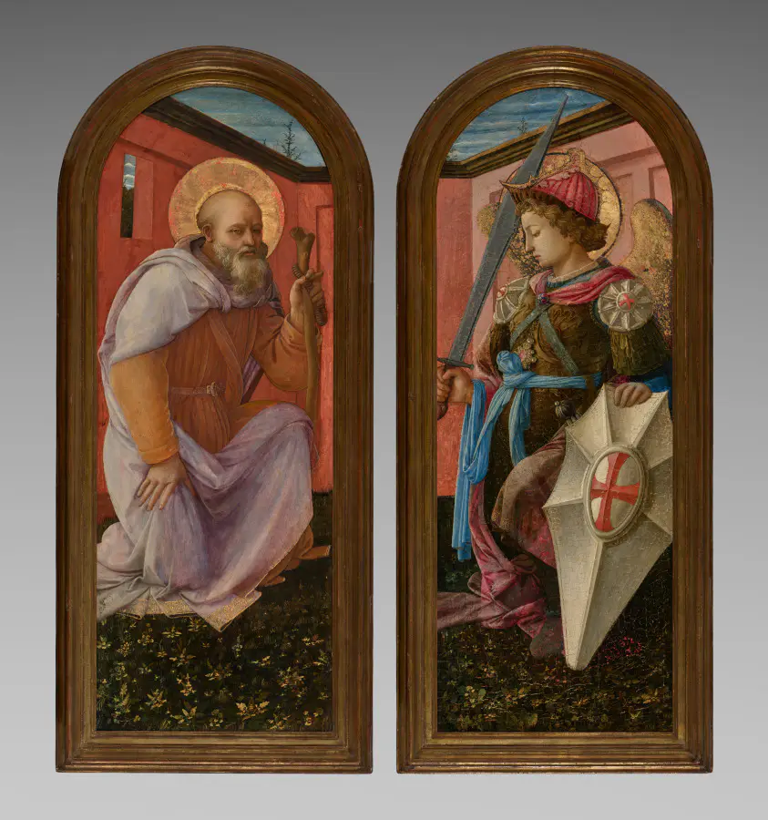 Pair of Panels from a Triptych: The Archangel Michael and St. Anthony Abbot