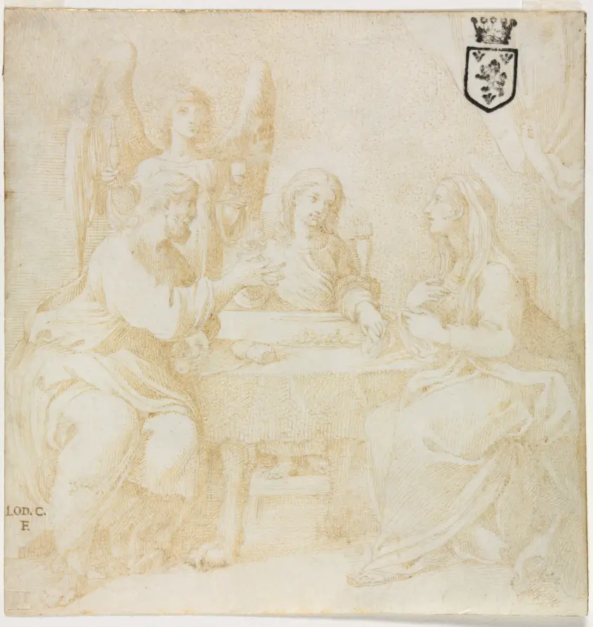 The Holy Family at Table Served by an Angel