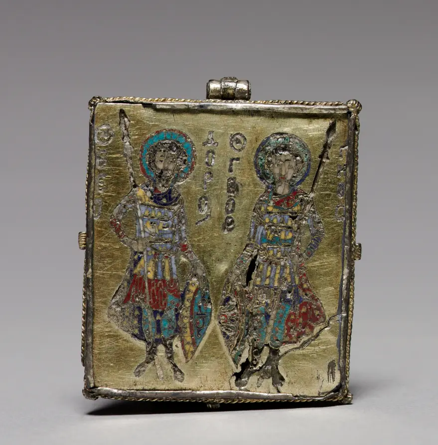Enkolpion with the Crucifixion (front) and Saints Theodore and George (back)