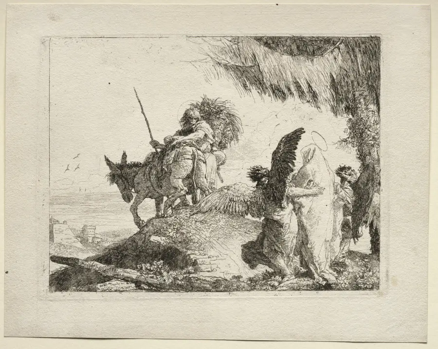 The Flight into Egypt: The Flight with the Madonna at Right Supported by Angels