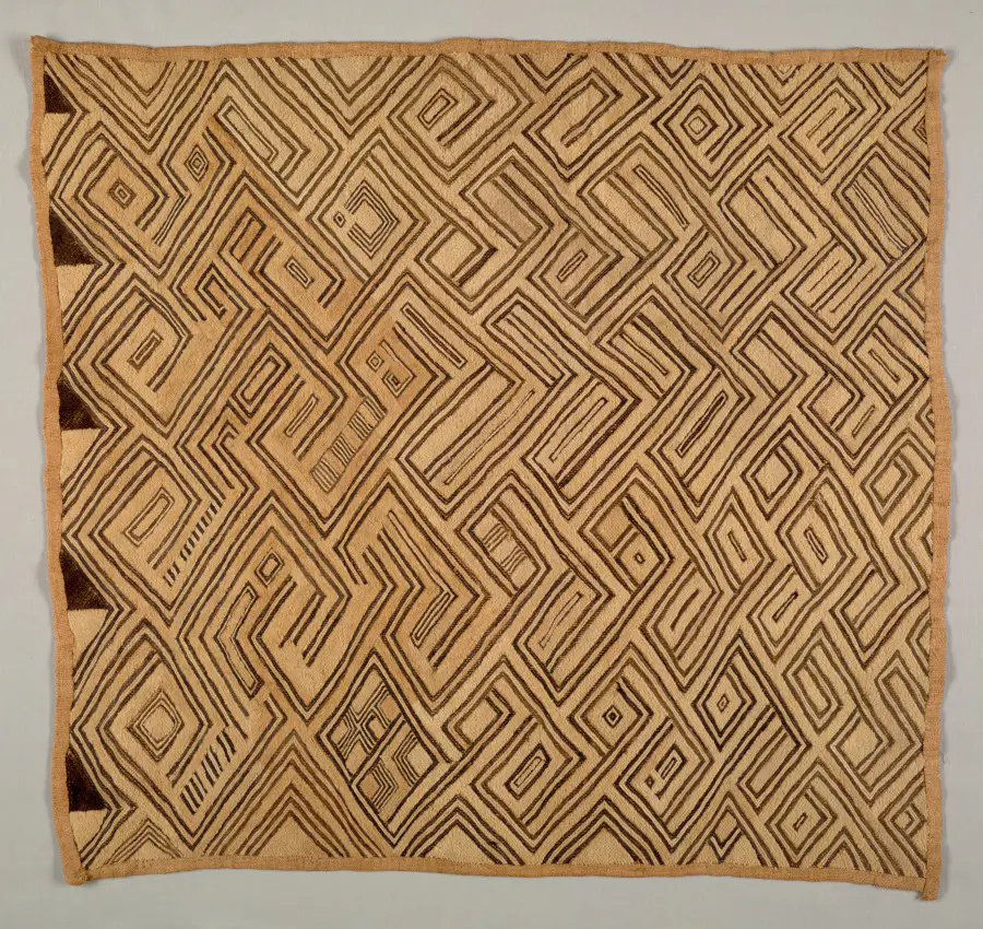 Embroidered Raffia Pile Cloth