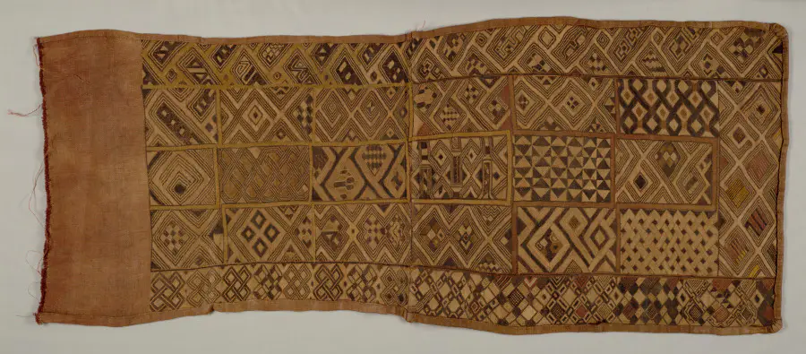 Embroidered Raffia Pile Cloth