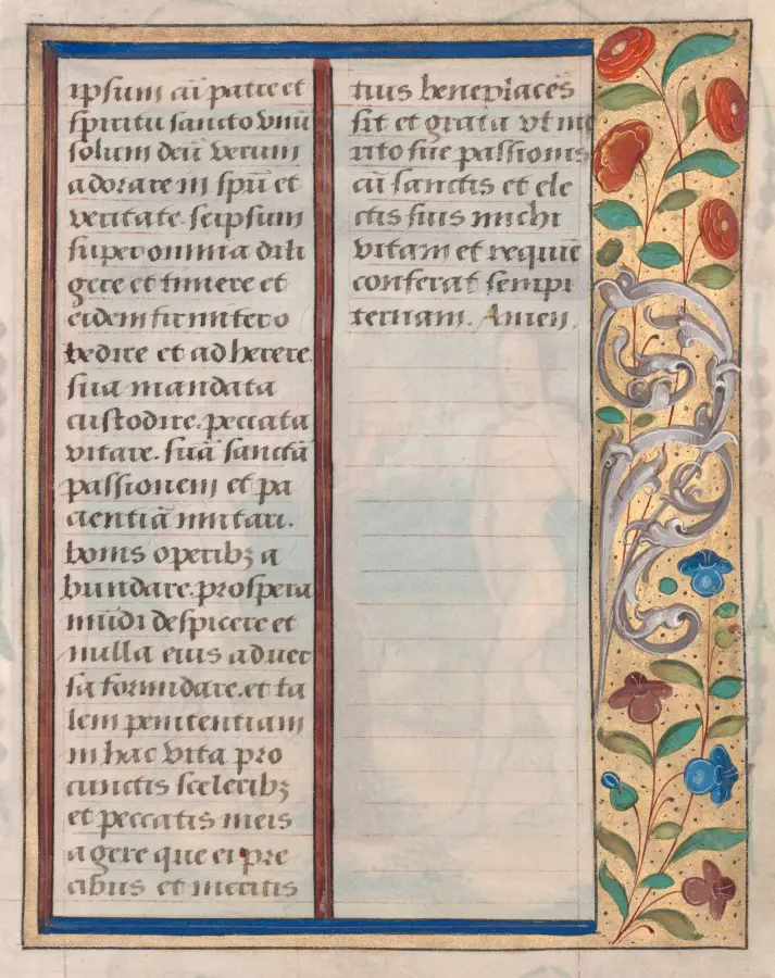 Leaf from a Book of Hours: Text with Illustrated Border (verso)