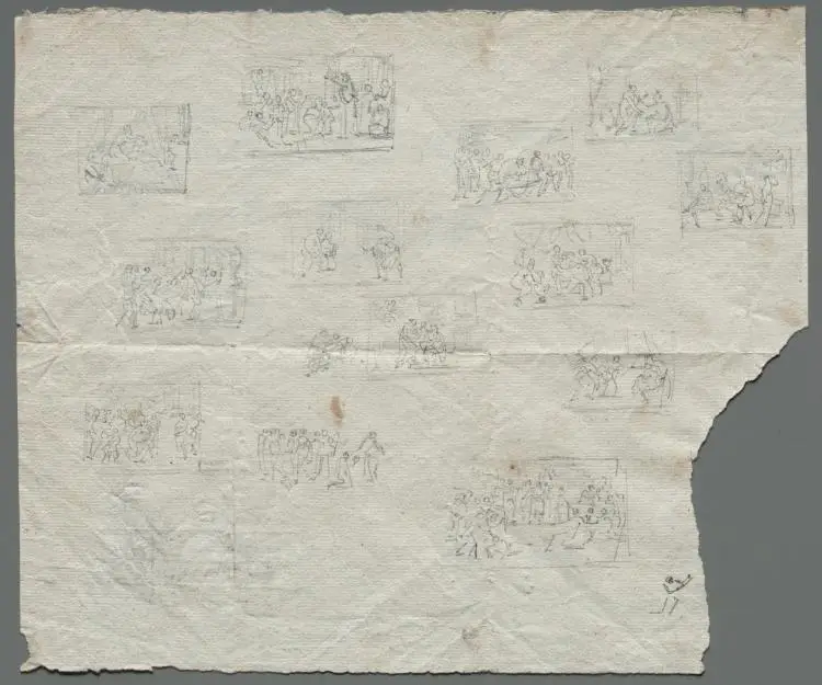 Compositional Sketches after Raphael and other artists (recto)