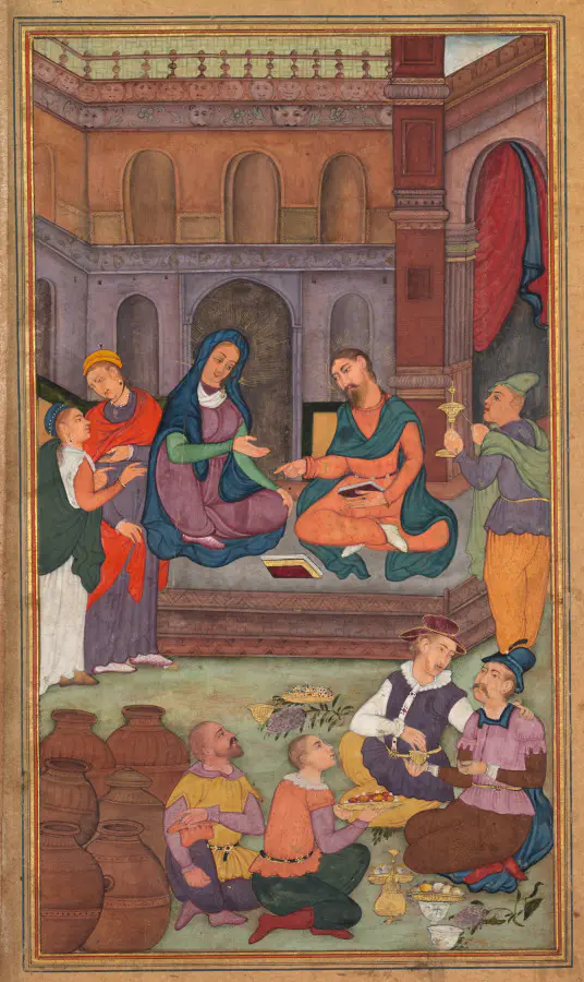 The Marriage at Cana (folio 58 verso), from a Mirror of Holiness (Mir’at al-quds) of Father Jerome Xavier