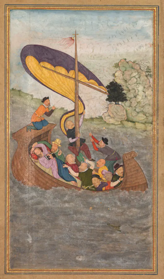 Jesus being awakened during a tempest on the Sea of Galilee (folio 77 recto), from a Mirror of Holiness (Mir’at al-quds) of Father Jerome Xavier