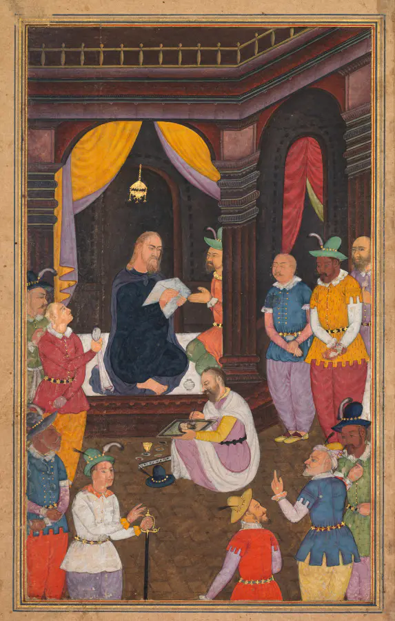 Jesus being portrayed by King Abgar’s painter (folio 143 recto), from a Mirror of Holiness (Mir’at al-quds) of Father Jerome Xavier