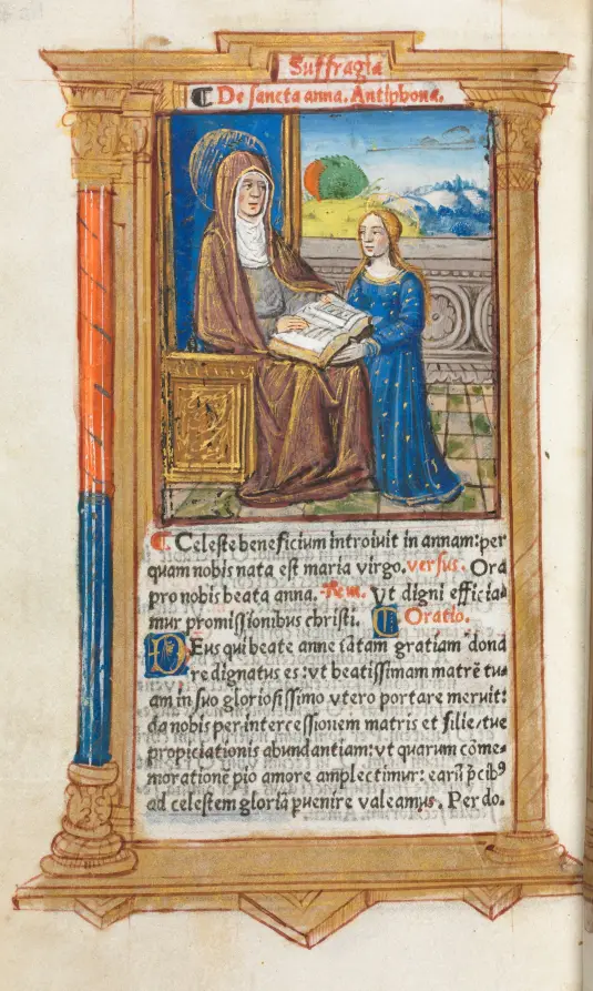 Printed Book of Hours (Use of Rome): fol. 108v, Saint Anne and the Virgin Mary