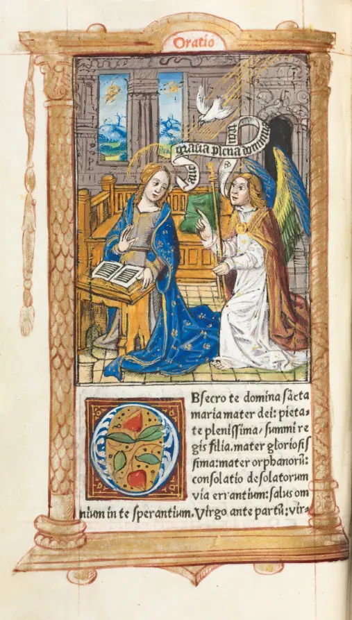 Printed Book of Hours (Use of Rome): fol. 60v, The Annunciation