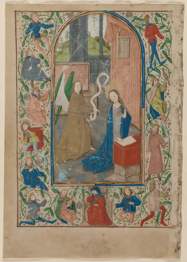 Leaf from a Book of Hours: The Annunciation (recto)