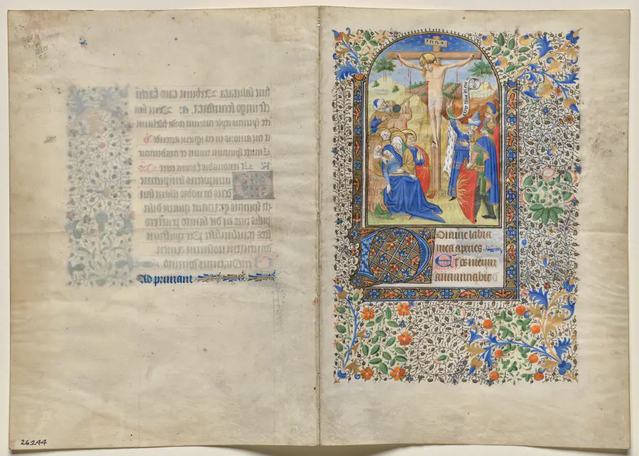 Bifolio from a Book of Hours: The Crucifixion: Hours of the Cross (recto)