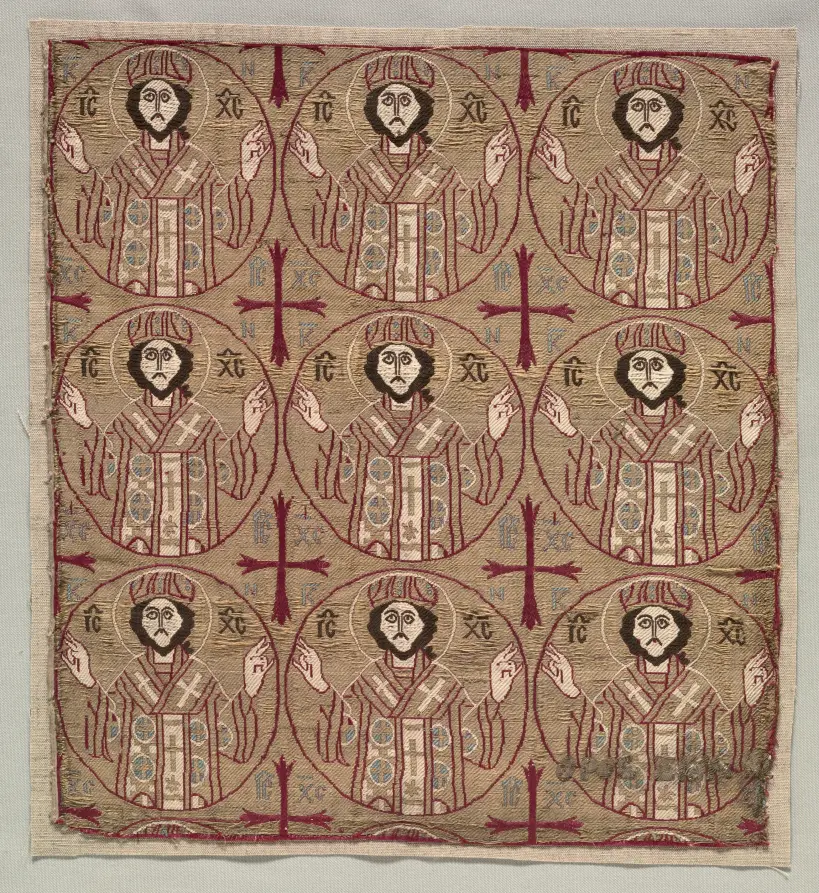 Lampas with roundels of the image of Christ in benedictory pose