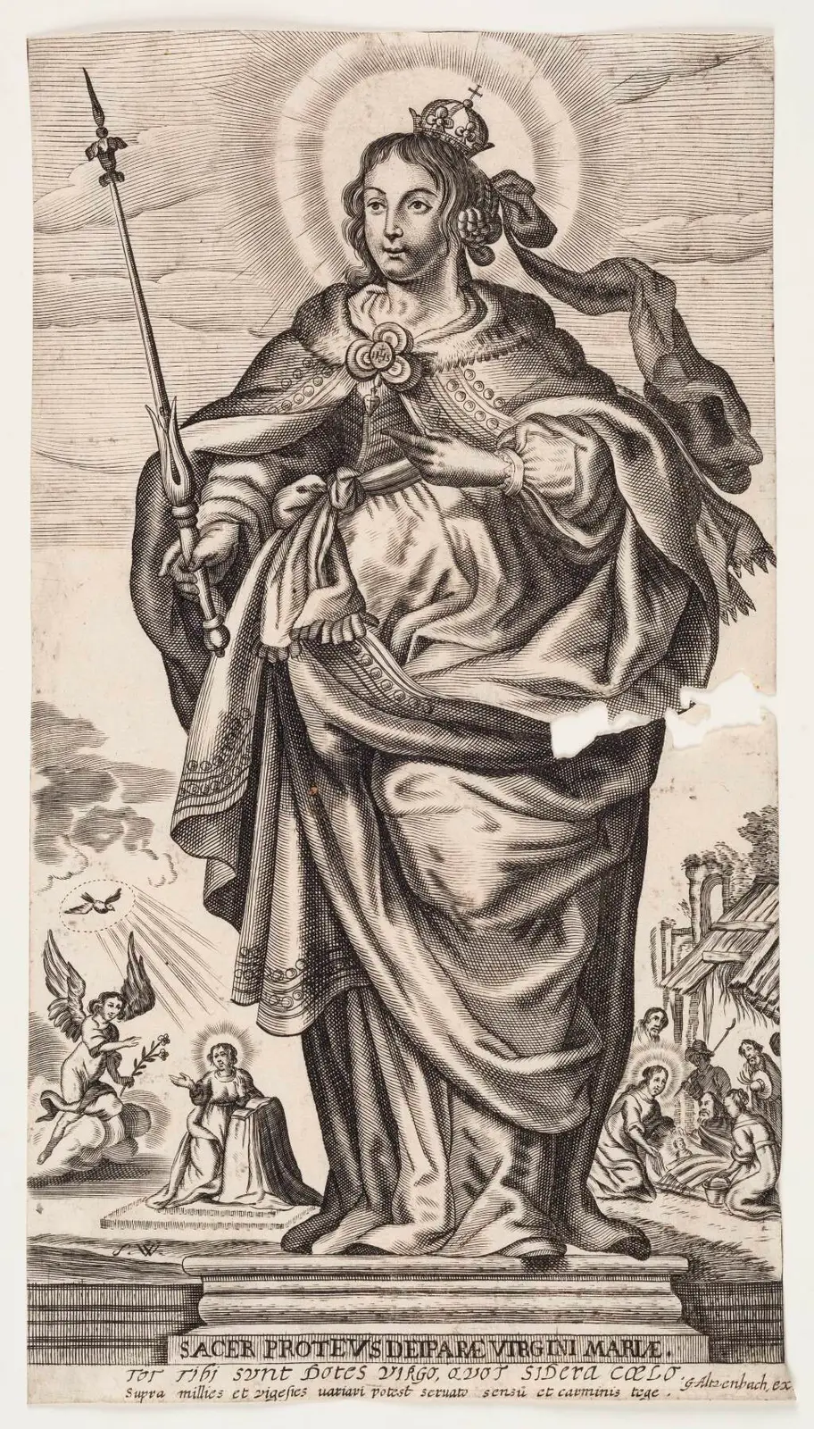 Jomfru Maria med krone og scepter