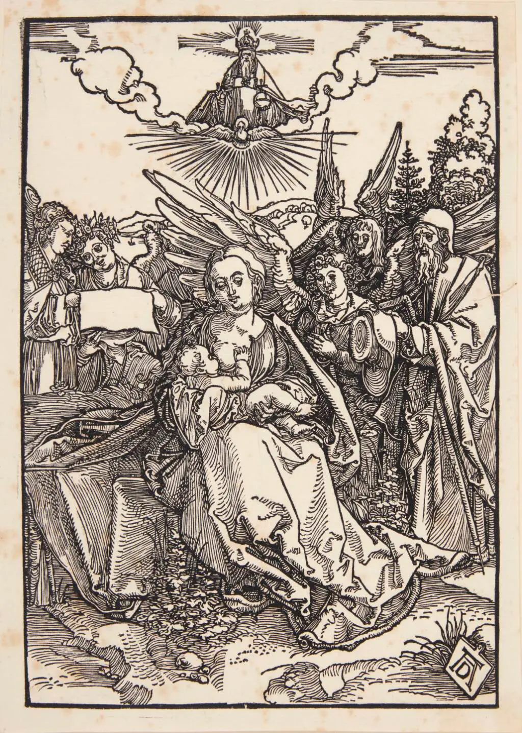 La vierge assise, donnant le sein á l'enfant Jésus