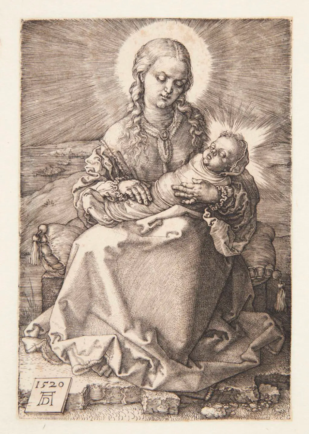 Madonna, siddende med svøbelsesbarnet