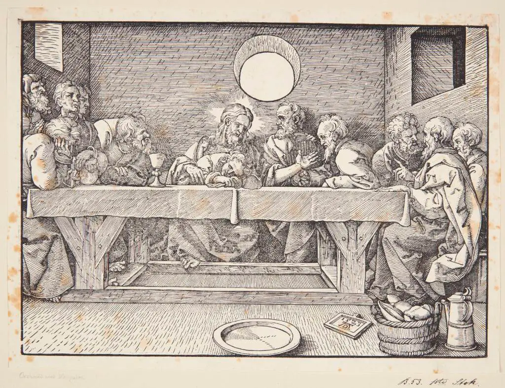 Jésus Christ célébrant la cène avec apotres