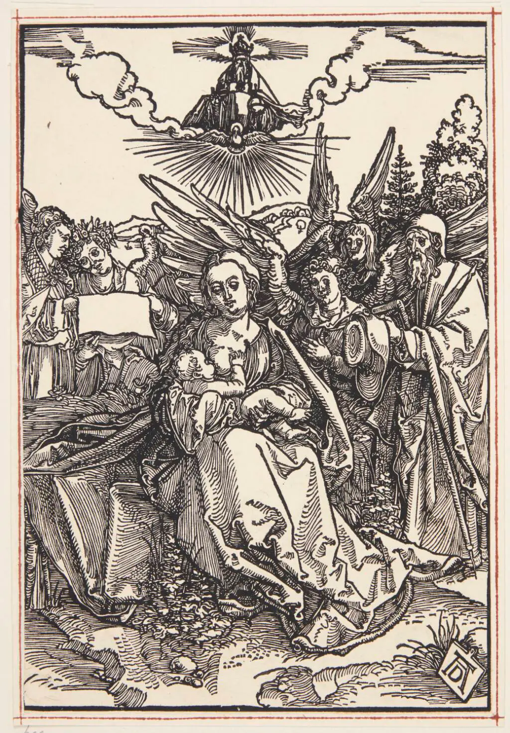 La vierge assise, donnant le sein á l'enfant Jésus