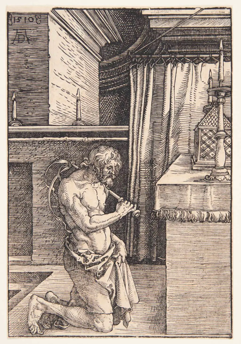 Un saint qui se mortifie avec la discipline