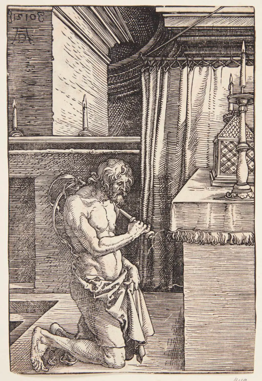 Un saint qui se mortifie avec la discipline
