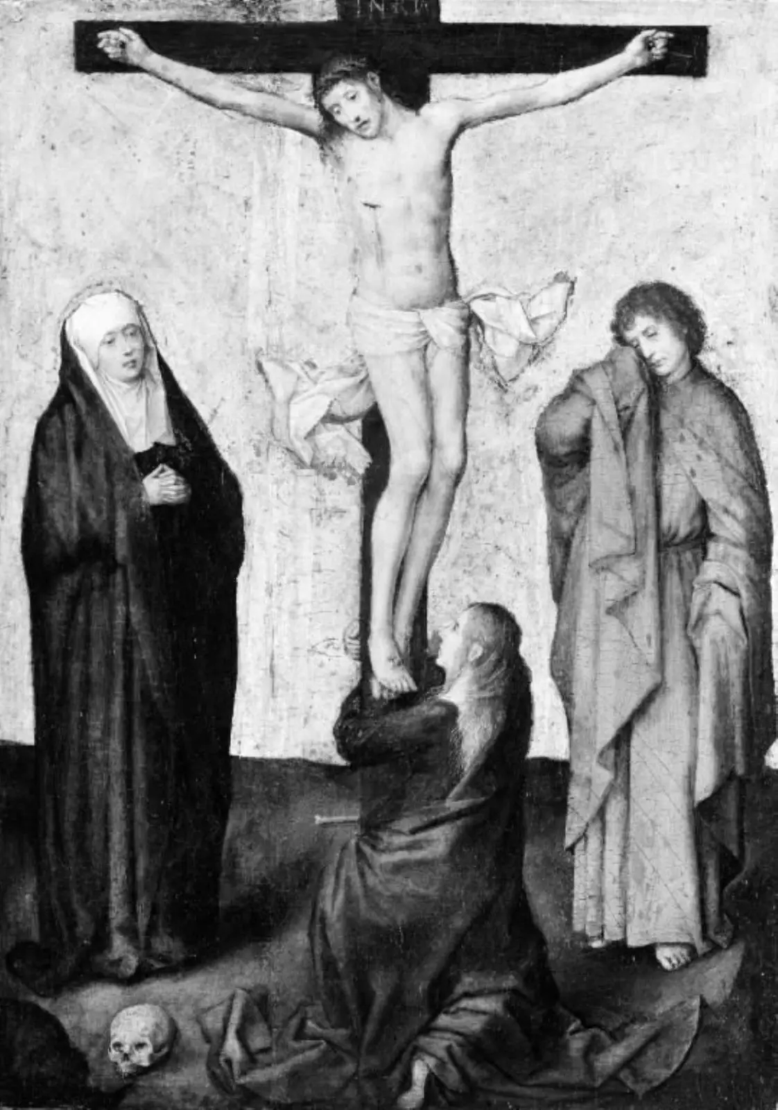 Kristus på korset mellem Jomfru Maria og Johannes
